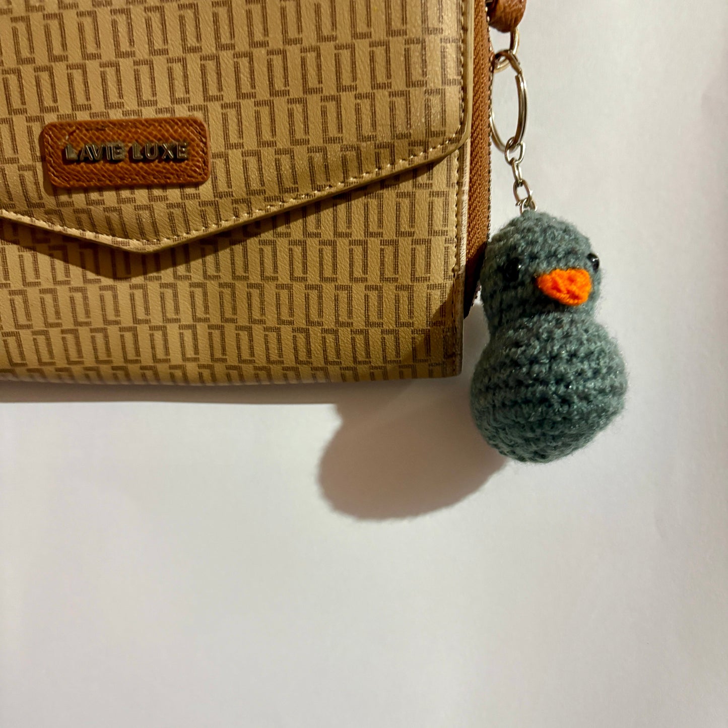 Crocheted duck keychain