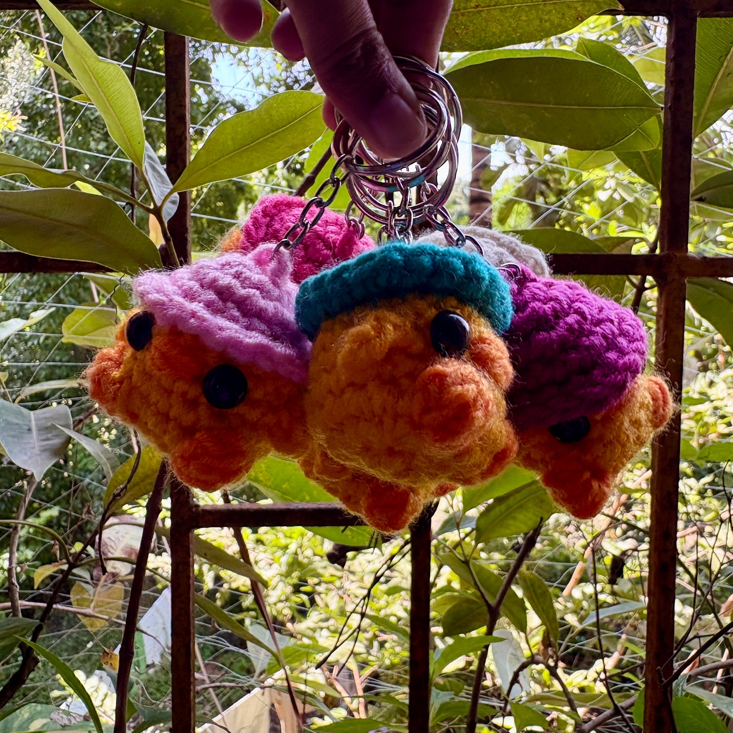 Crochet Chicken Keychain with Hat ππ©