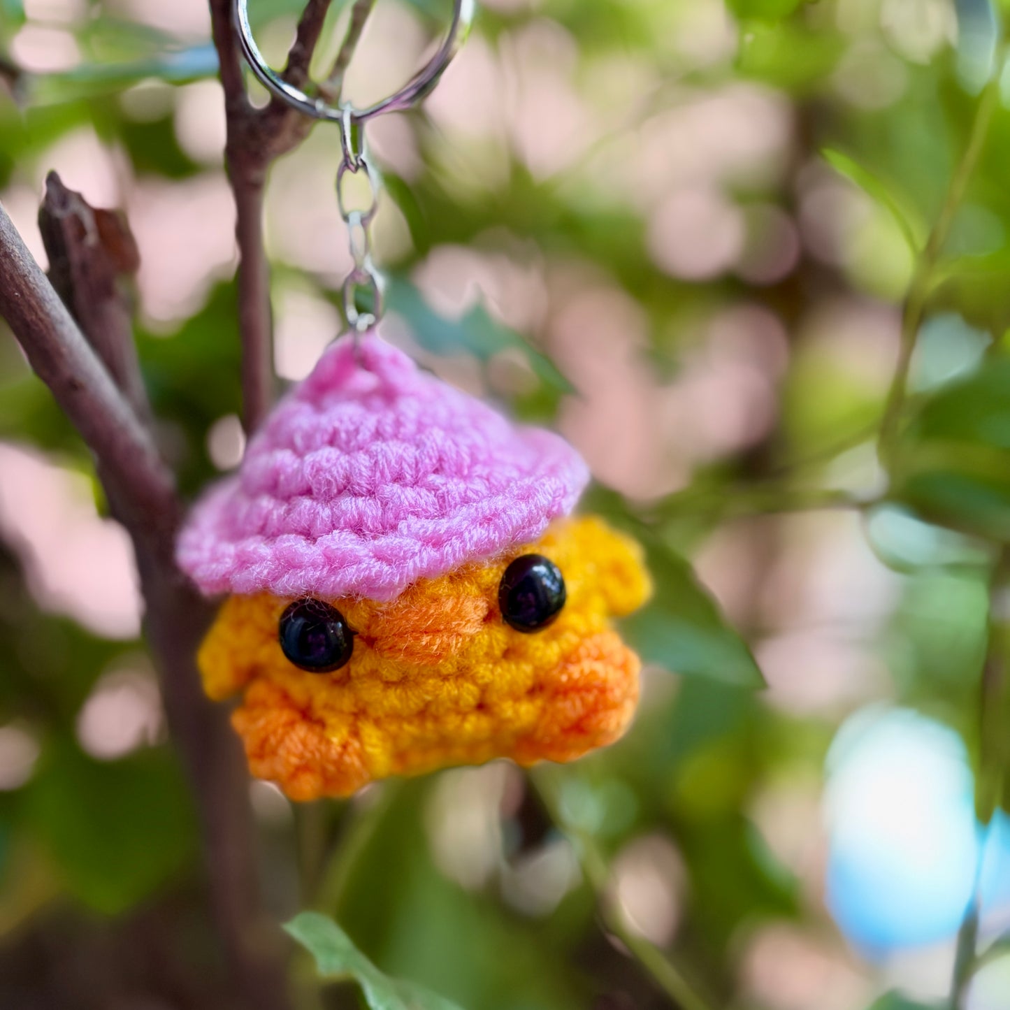 Crochet Chicken Keychain with Hat ππ©