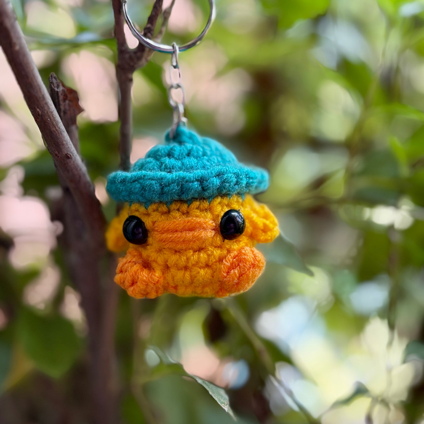 Crochet Chicken Keychain with Hat ππ©