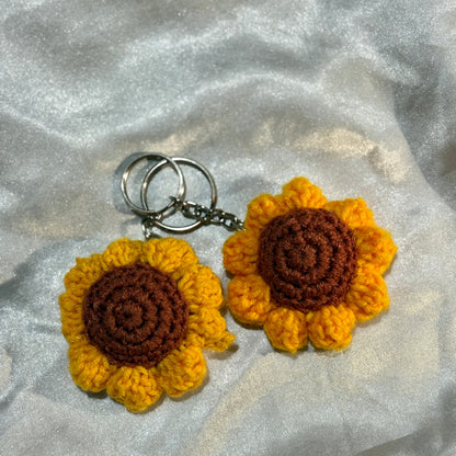 Crochet sunflower keychain