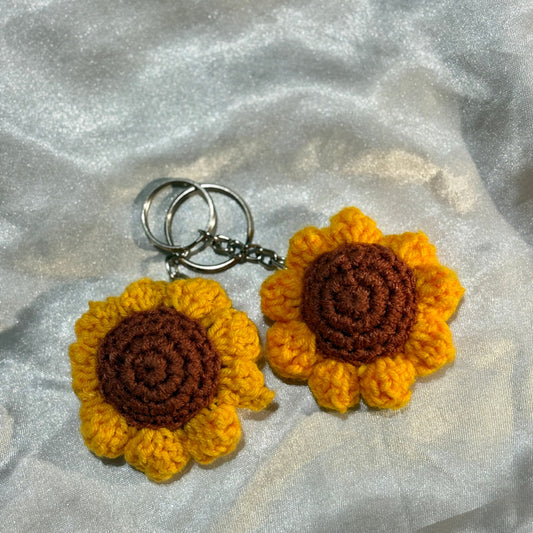 Crochet sunflower keychain