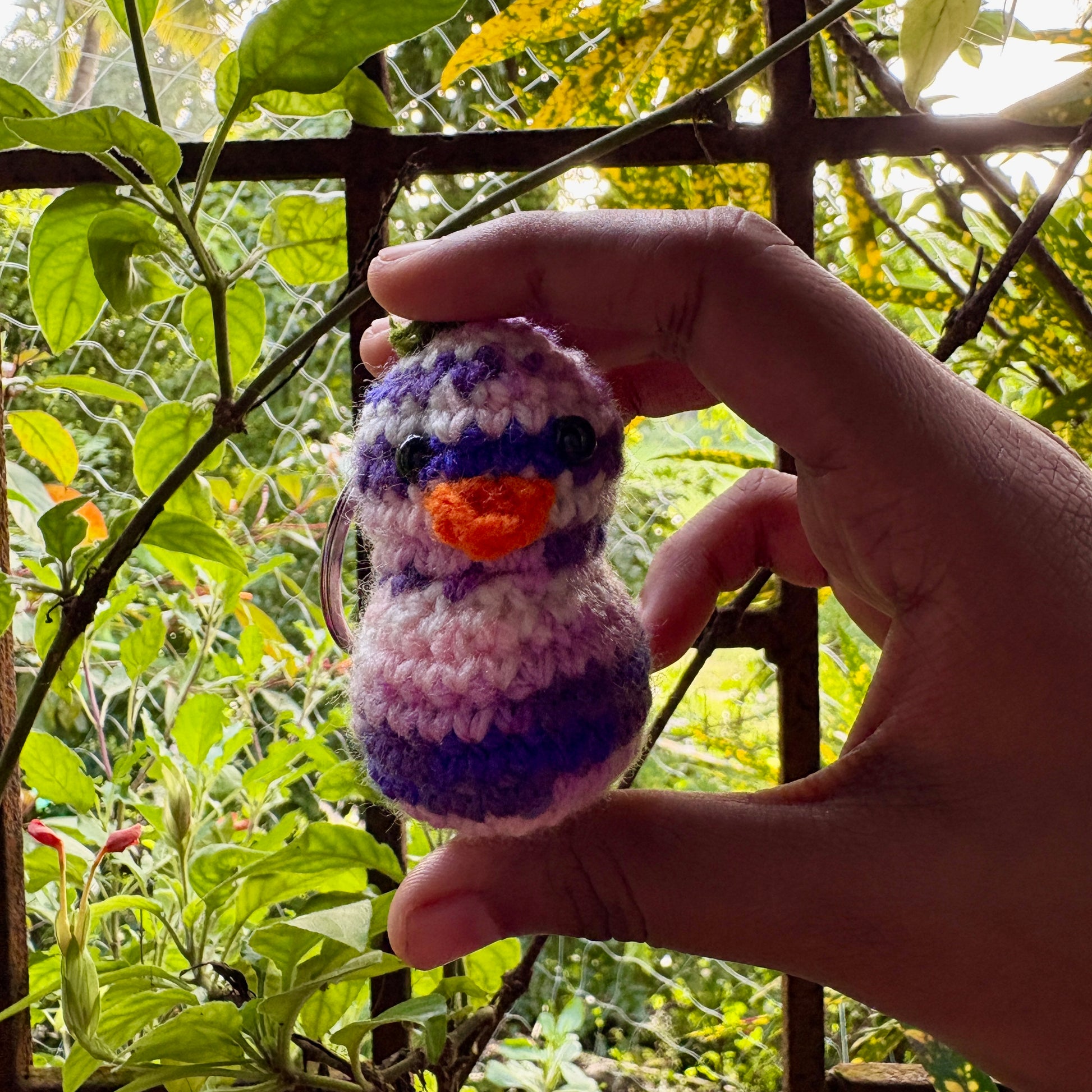 Purple multicolour crochet keychain
