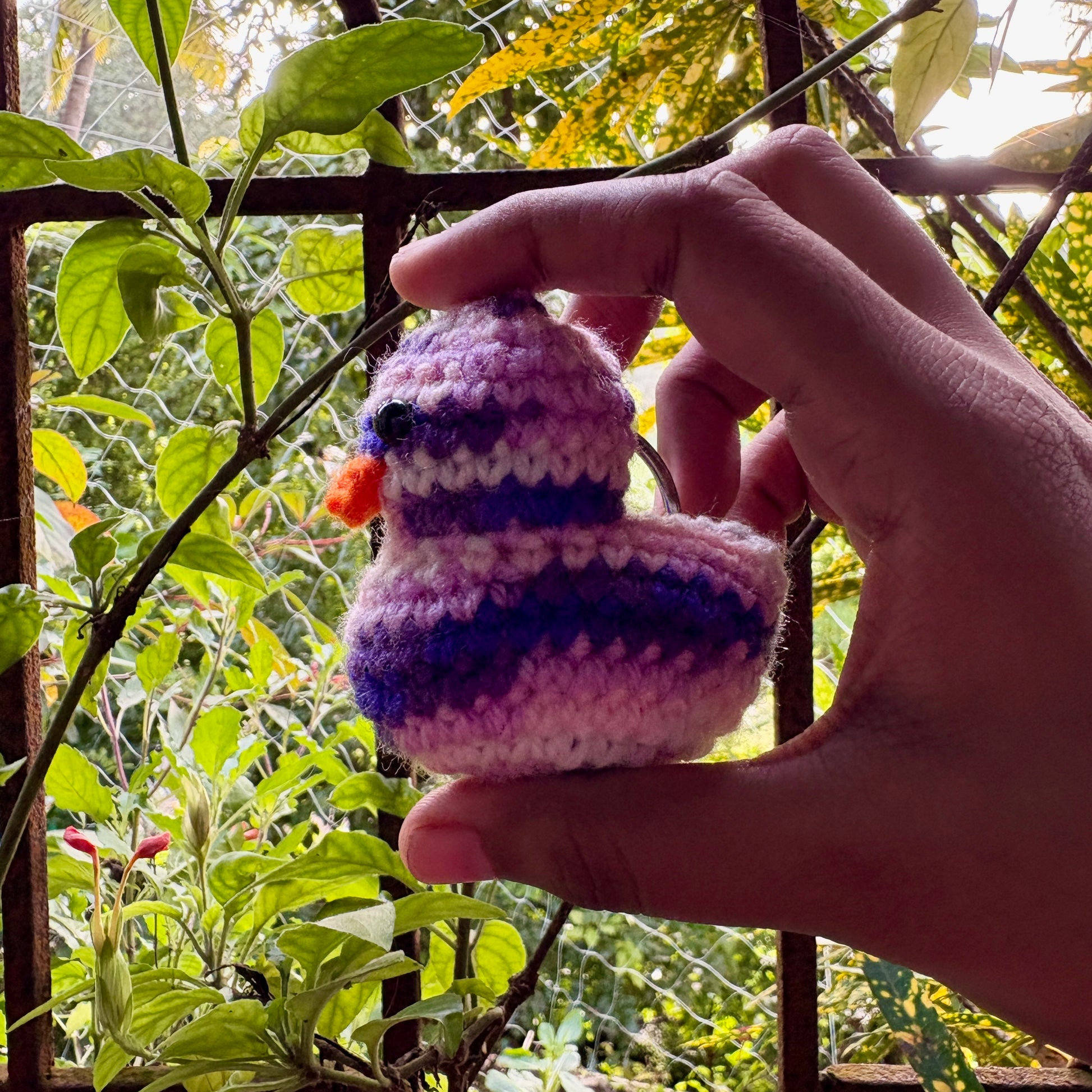 Purple multicolour crochet keychain