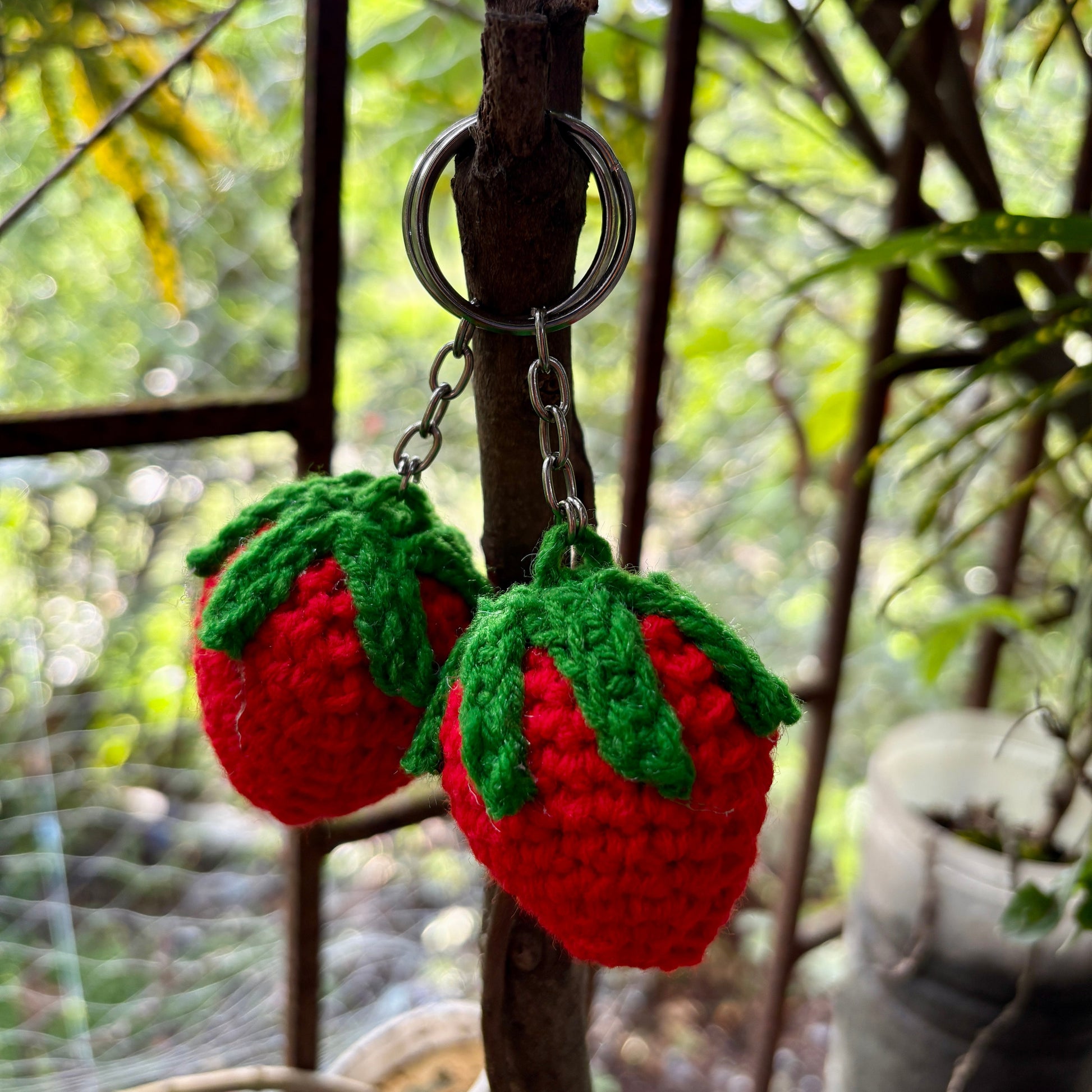 Strawberry keychain crochet