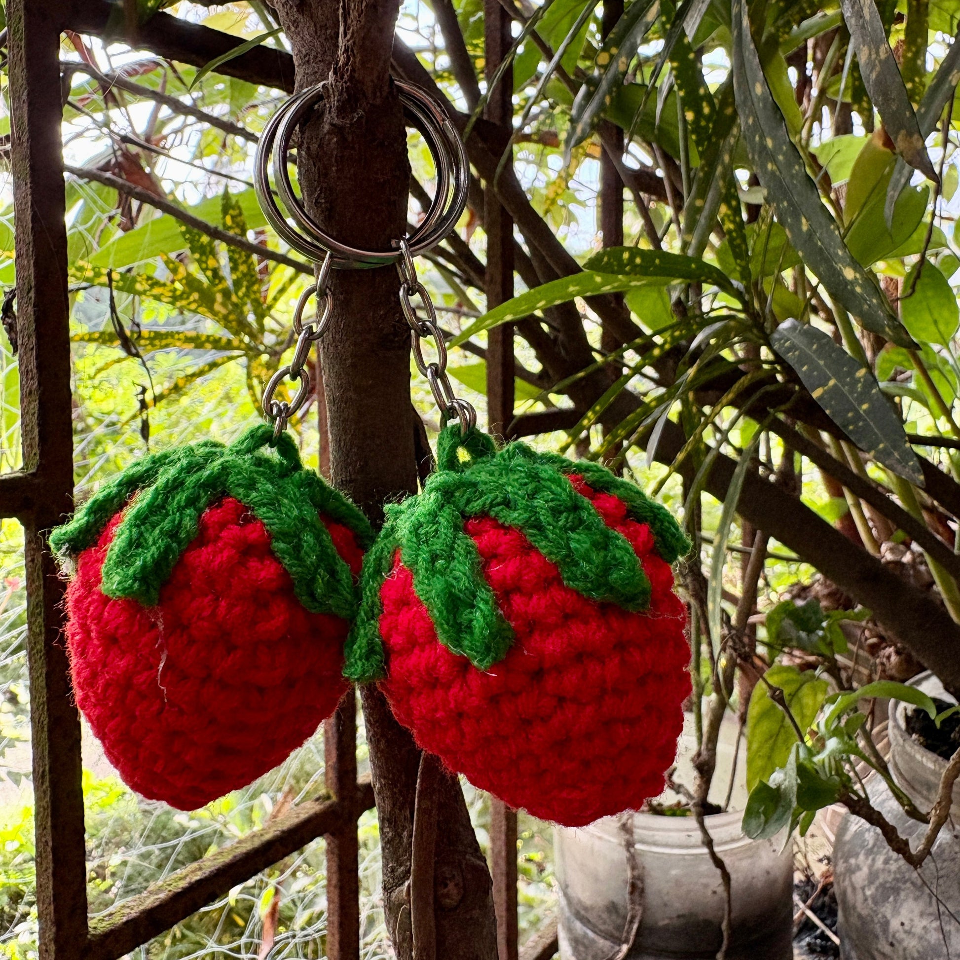 Strawberry keychain crochet