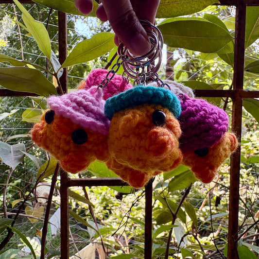 Crochet Chicken Keychain with Hat 🐔🎩