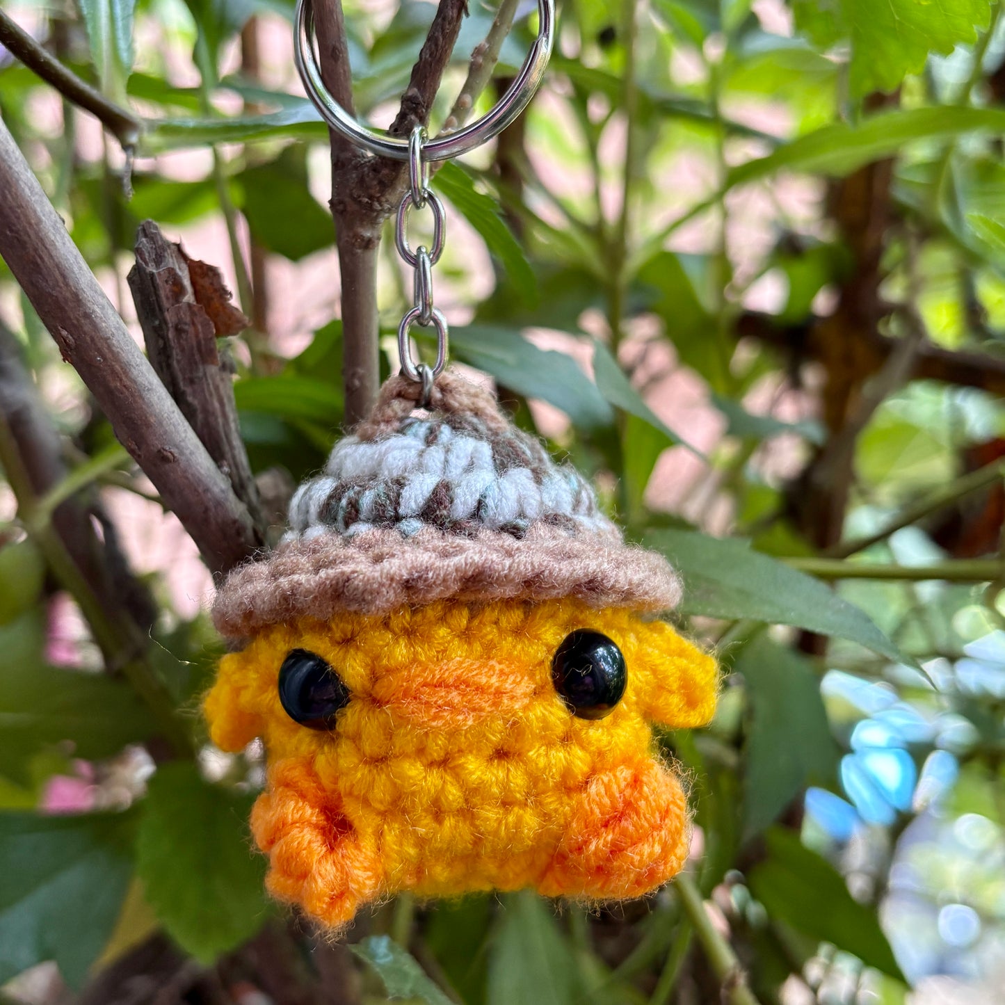 Crochet Chicken Keychain with Hat 🐔🎩