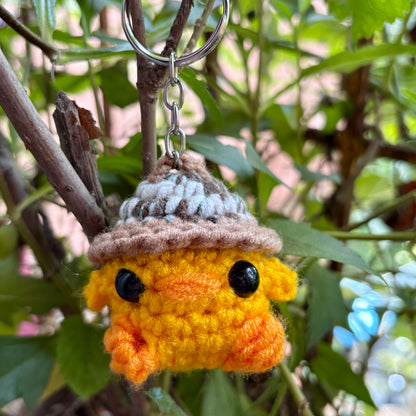 Crochet Chicken Keychain with Hat 🐔🎩