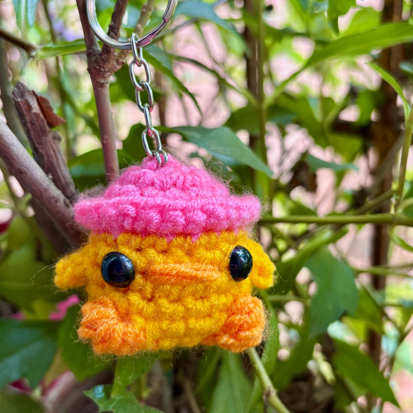 Crochet Chicken Keychain with Hat 🐔🎩