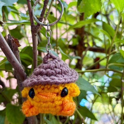 Crochet Chicken Keychain with Hat 🐔🎩