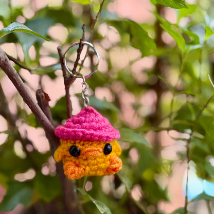 Crochet Chicken Keychain with Hat 🐔🎩