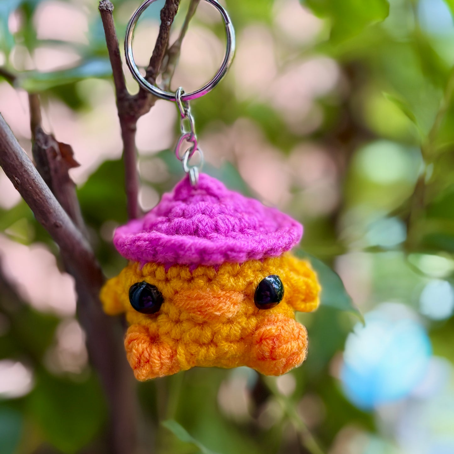 Crochet Chicken Keychain with Hat 🐔🎩