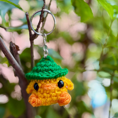 Crochet Chicken Keychain with Hat 🐔🎩