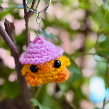 Crochet Chicken Keychain with Hat 🐔🎩