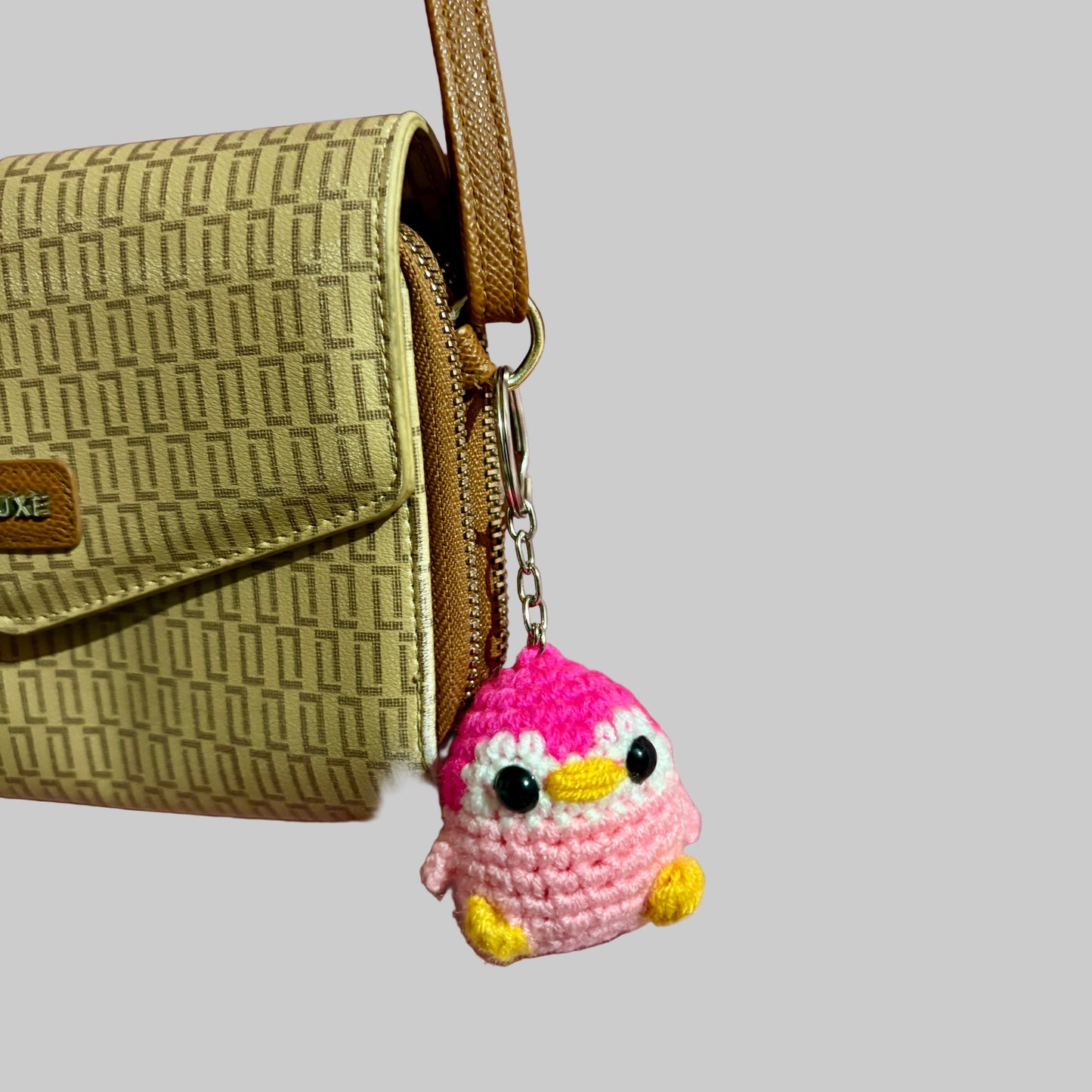 Pink penguin keychain and bag charm